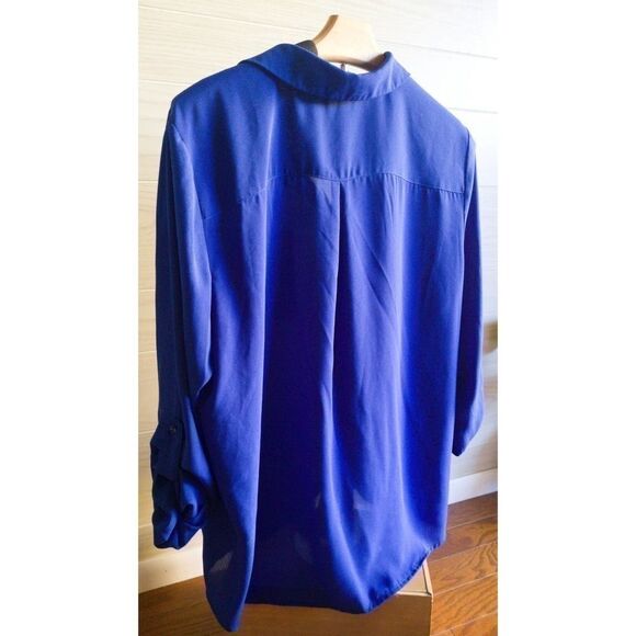 Peter Nygars Royal Blue Long Sleeve Blouse Size Large - Picture 5 of 6